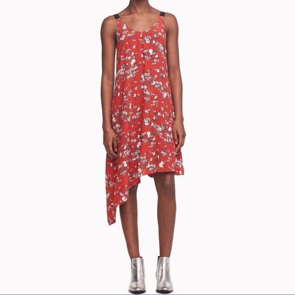 rag & bone Red Floral Asymmetrical Slip Dress